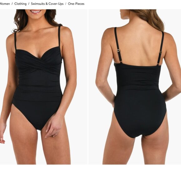 La Blanca Twist Front One-Piece Swimsuit in Black Size 12 - Picture 1 of 4